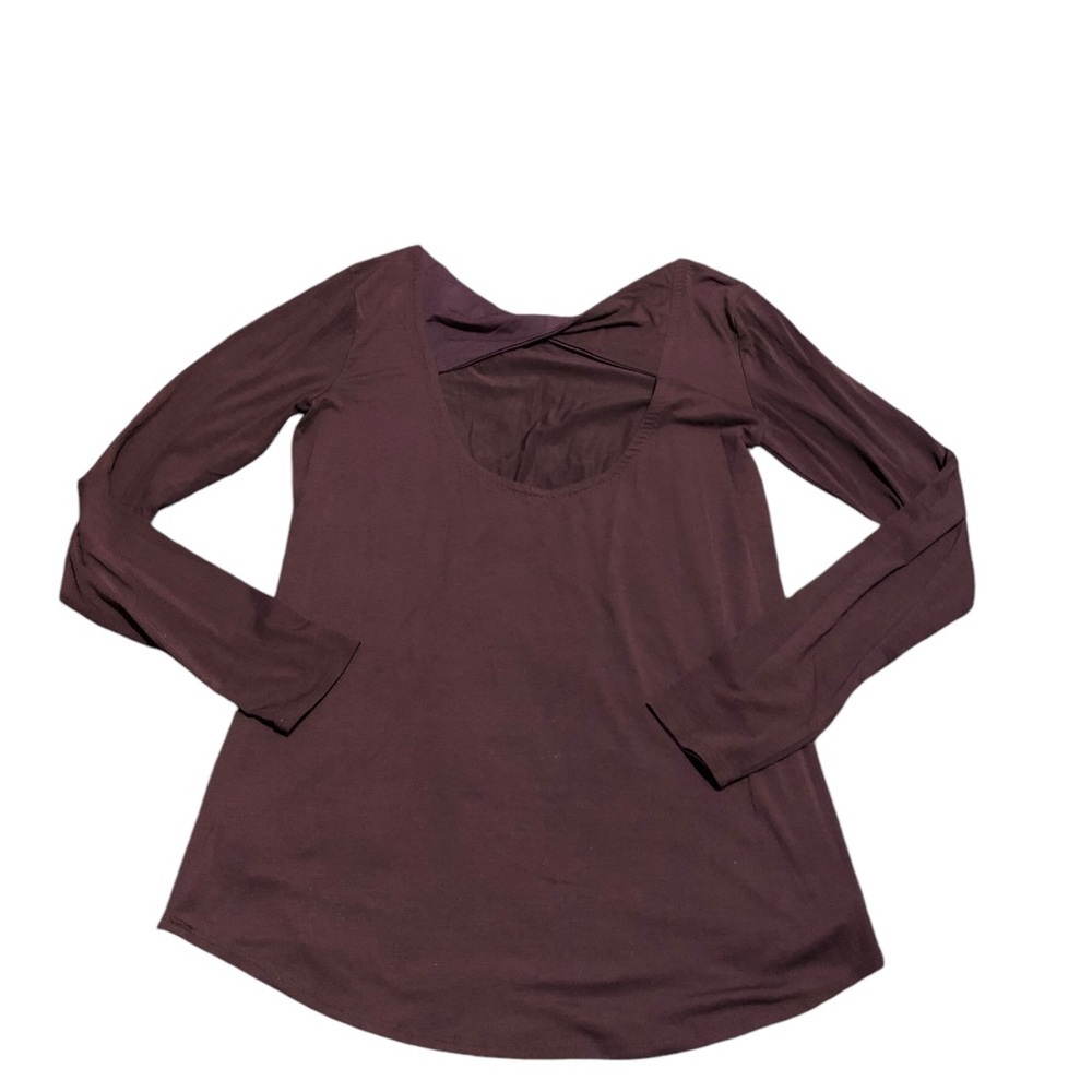 Athleta Long sleeve flex light twist open back top. Color burgundy - Picture 2 of 4